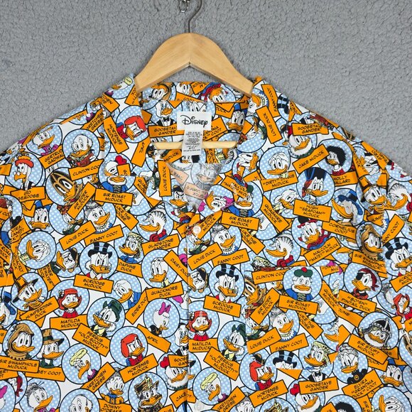 Disney Shirt Mens Large Donal Duck All Over Print Oversized Open Camp Collar - Picture 2 of 11